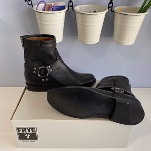 Frye USA Made Womens 9 M Harness  Black Leather Riding Biker Boot
